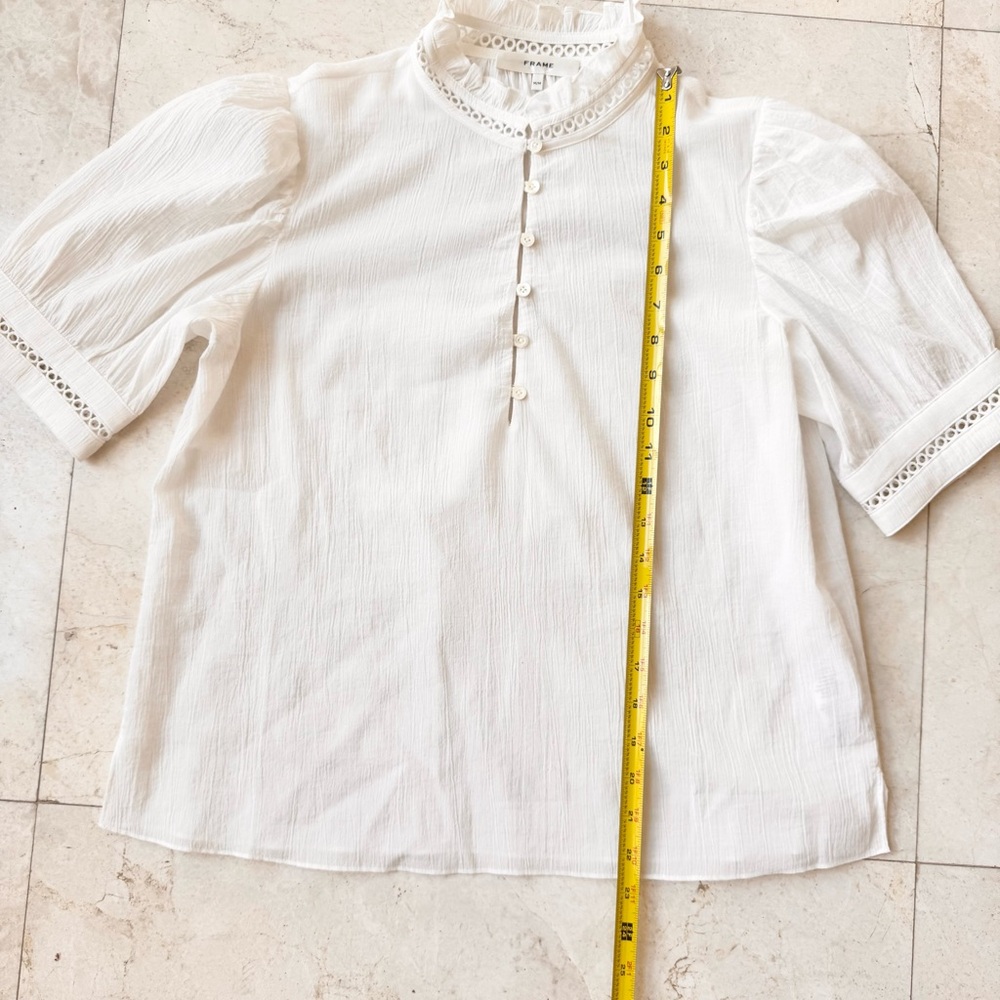 Frame The Ruffe Collar White Top Blouse size M - Picture 9 of 14